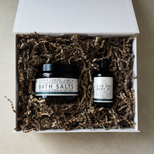 Load image into Gallery viewer, Citrus Lemon, Lime &amp; Petitgrain Bath Salts with a Body Oil Hamper
