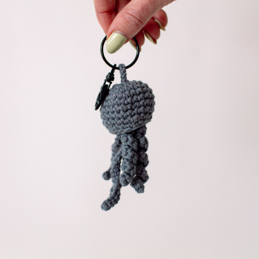 Grey Crochet Jellyfish Keyring