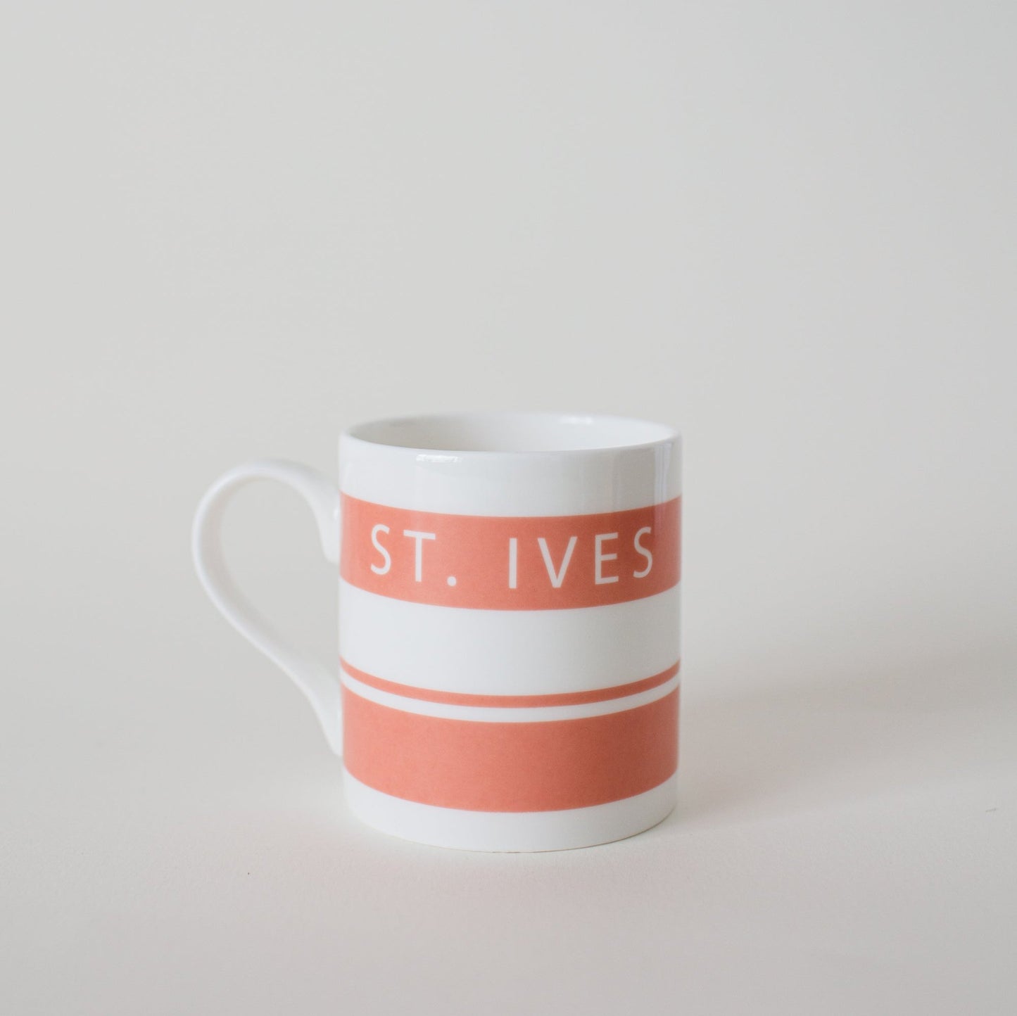 St. Ives Salmon Pink China Stripe Mug