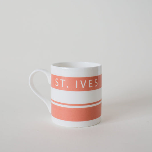 St. Ives Salmon Pink China Stripe Mug