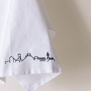 Stripe & Embroidered Skyline Teatowel Set