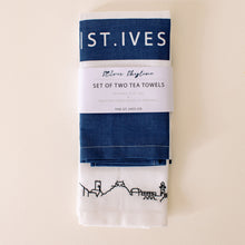 Load image into Gallery viewer, Stripe &amp; Embroidered Skyline Teatowel Set
