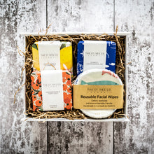 Load image into Gallery viewer, Three Handmade Cornish Soaps &amp; Eco Facewipes Hamper
