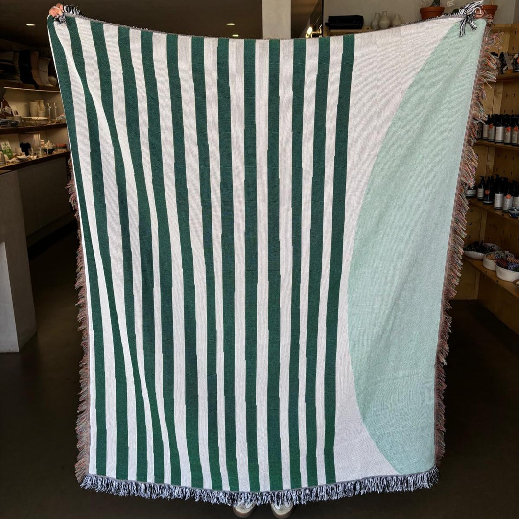 Green Stripe Beach Blanket