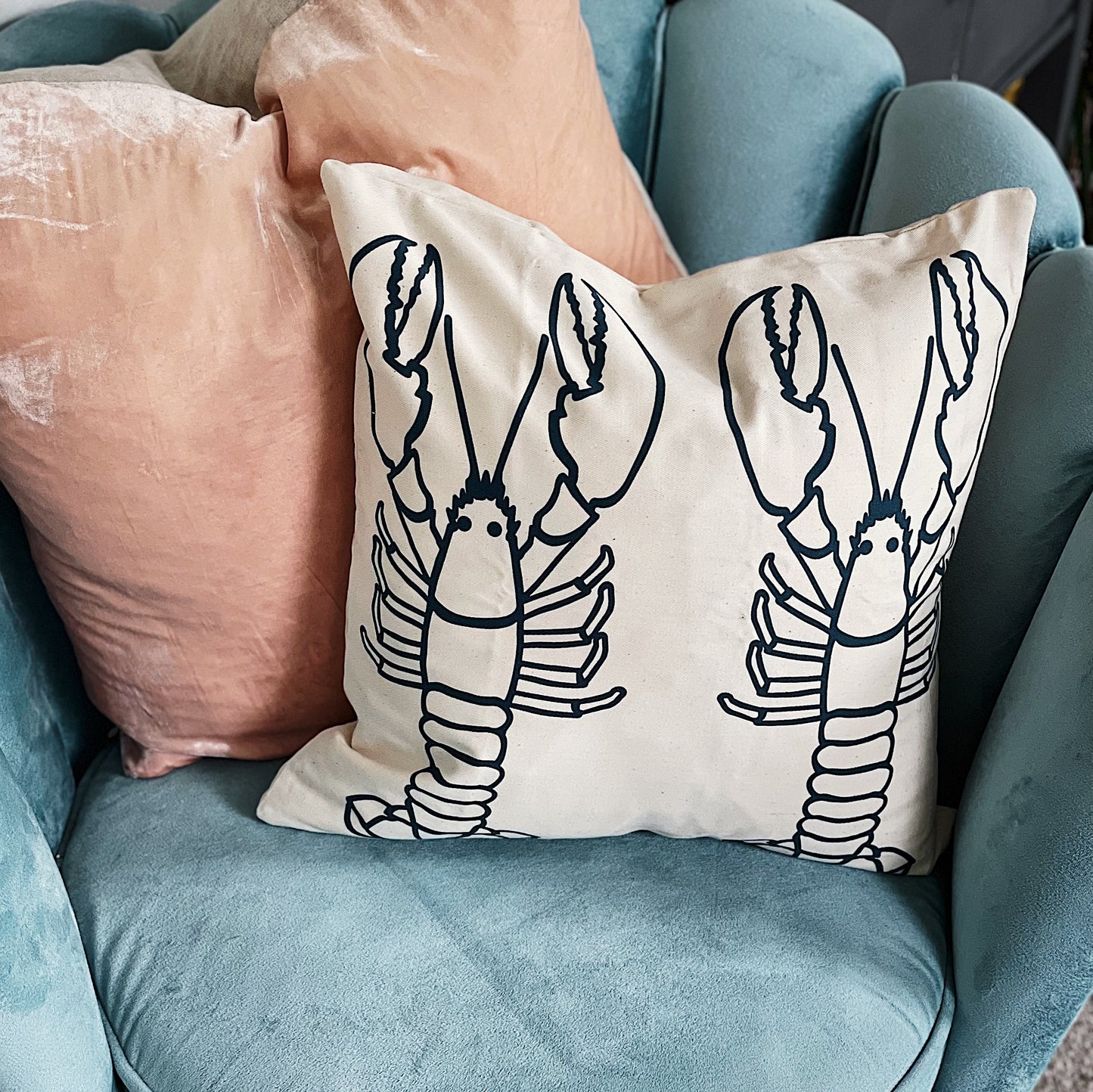 Teal Lobster Cushion