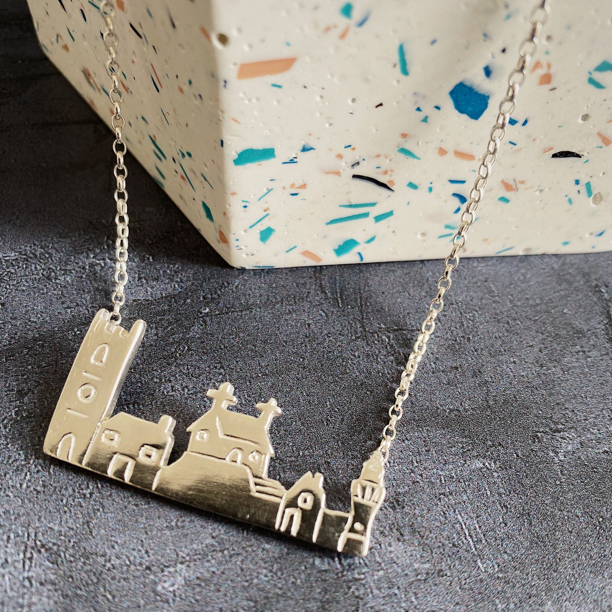 St.Ives Skyline Silver Necklace - The St. Ives Co. Cornish Cornwall Gift Unique Best Quality Personal Local For Her Thoughtful Memory